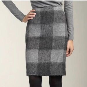 Talbots Wool Alpaca blend Buffalo Plaid Gray Mini Skirt
